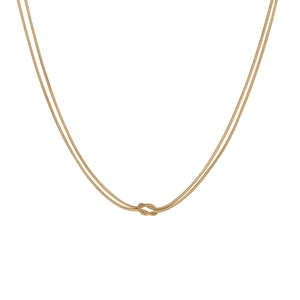 Moderne dubbellaagse gouden slangenketting met een centraal knoopontwerp voor dames