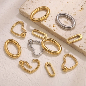 Polished stainless steel heart and oval spring clasps for DIY jewelry making in gold and silver