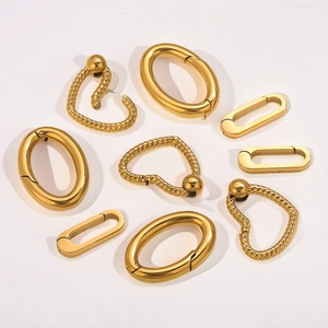 Polished stainless steel spring ring clasps in gold for DIY jewelry making