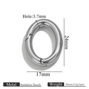 Detailed view of 24mm stainless steel spring clasp showing exact dimensions and weight