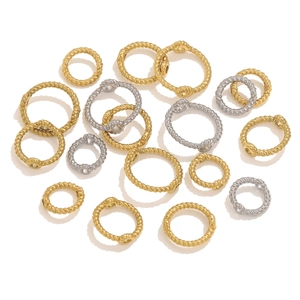 Edelstahl Binderinge mit Torsionsmuster in Gold und Silber für DIY Schmuckherstellung