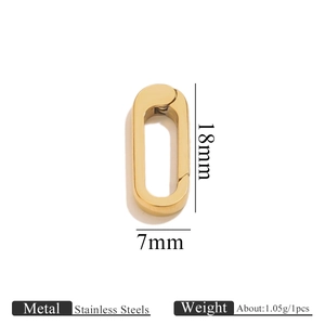 Polished gold stainless steel oval spring clasp connector 18mm x 7mm for DIY jewelry