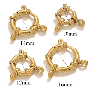 Polished 18K gold plated stainless steel spring ring clasps in sizes 10mm to 16mm
