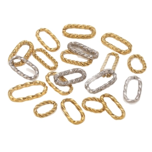 Goldene und silberne geometrische ovale Biegeringe mit Seil- und Hammerschlag-Textur