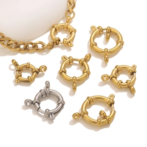 Polished 18K gold and silver stainless steel round spring clasps for jewelry making