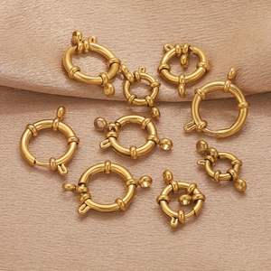Polished 18K gold plated stainless steel spring ring clasps for DIY jewelry making