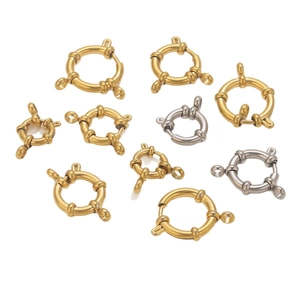 Various sizes of 18K gold and silver stainless steel spring ring clasps for jewelry DIY