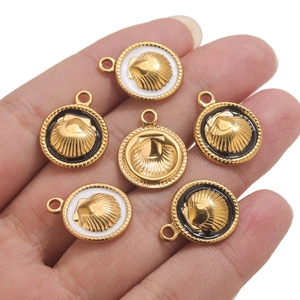 Pendentifs ronds en acier inoxydable avec émail pour la création de bijoux DIY