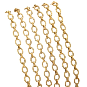 Gilded stainless steel textured oval link chains for DIY jewelry making and craft supplies