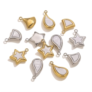Colgantes de acero inoxidable y nácar en forma de estrella y gota para joyería DIY