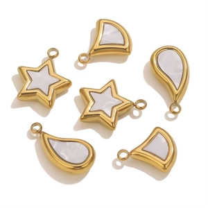 Set de dijes de acero inoxidable dorado en forma de estrella y gota para joyería casera