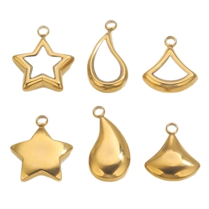 Set de colgantes de acero inoxidable dorado estrella y gota para joyería de mujer