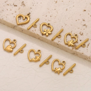 Set of 18k gold plated stainless steel heart OT clasps for DIY jewelry making
