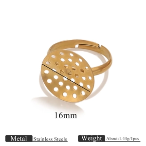 Close-up of 16mm adjustable gold plated stainless steel ring base with perforated plate