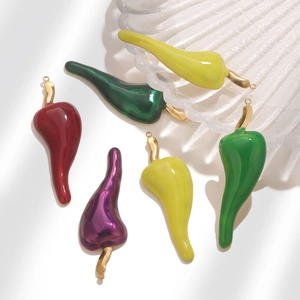 Creative Stainless Steel Chili Pendant Enamel Drip Oil Pepper Charm For DIY Necklace Bracelet Bag Decor Jewelry Making Accessory