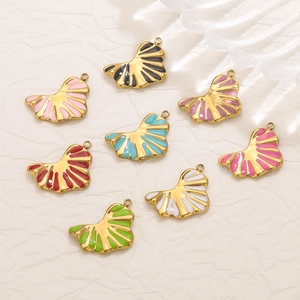 Ginkgo-Blatt-Anhänger Aus Edelstahl Mit Emaille Für DIY Schmuckherstellung Halskette Armband Schmuckzubehör