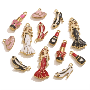 Fashion charms set with lipstick and high heels pendants for DIY jewelry making
