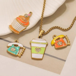 DIY bunte Emaille Eisbecher und Vintage Telefon Anhänger aus Edelstahl Set