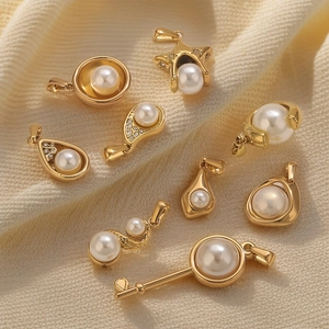 Elegant 18K gold plated stainless steel pearl pendant collection in various shapes