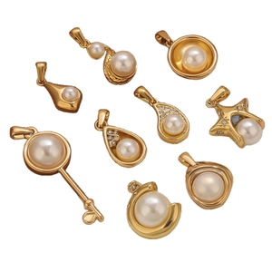 Elegant 18K gold plated stainless steel pearl pendants in various geometric shapes