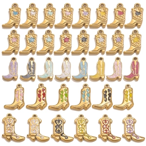 30 pieces of colorful enamel cowboy boot pendants for jewelry making DIY crafts