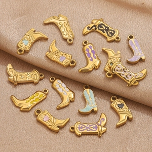 Colorful enamel boot pendants made of stainless steel for DIY jewelry making