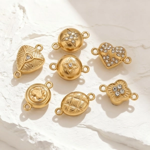 Gold plated stainless steel floral magnetic jewelry clasps and DIY charms set for jewelry making