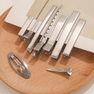 Silver stainless steel hair clip set for professional styling and DIY hair accessories