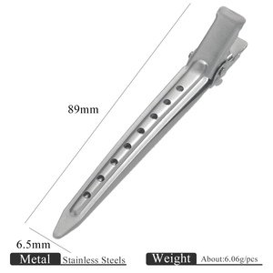 Detailed size parameters of stainless steel hair clip with 89mm length and 6.5mm width