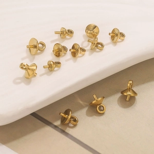 Stainless Steel Round Bead Caps For Jewelry Making DIY Artificial Pearl Pendant Bail Caps Peg Findings For Handcrafted Jewelry Accessories