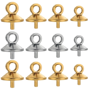 Assorted gold and silver bead caps with eye pins for DIY jewelry making pendants