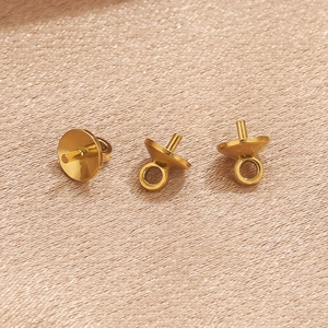 Vacuum gold-plated round bead cap connector for DIY pearl pendants and jewelry making