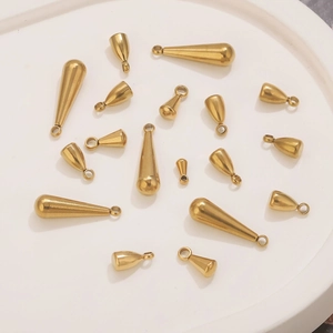 Polished gold teardrop stainless steel charms in various sizes for DIY jewelry making