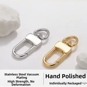 Close-up of polished gold and silver stainless steel swivel snap hooks for bags