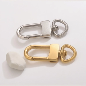 Polished gold and silver stainless steel swivel lobster clasps for DIY keychains