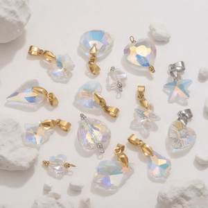 Ciondoli in Cristallo Artificiale Iridiscente Con Chiusura in Acciaio Inossidabile Colore AB Stella Marina Forma di Cuore DIY