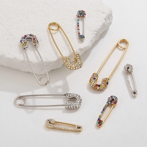 Pendentif Épingle de Sûreté en Acier Inoxydable Mode Avec Ornement en Strass Multicolore Blanc Cristal Broche pour Femme DIY Bijouterie Accessoires