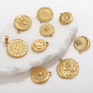 Colgantes Celestiales de Acero Inoxidable Sol Luna Estrella Brújula Solo Colgante Sin Cadena Para Creación de Joyas DIY Oro Plata