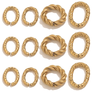 Détails de anneaux torsadés plaqués or et connecteurs géométriques pour bijoux DIY
