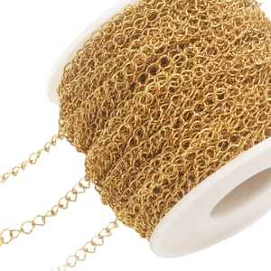 Golden flat O-link stainless steel chain on spool for DIY jewelry making accessories