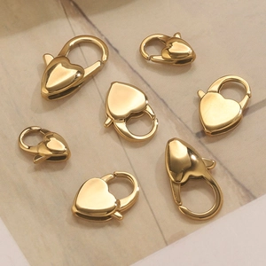 Polished 18K gold plated heart lobster clasps for DIY jewelry making and necklace crafts