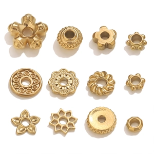 Set of 12 styles of 18K gold-plated stainless steel spacer beads for DIY jewelry making