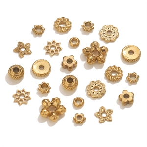 Detailed macro of gold plated stainless steel bead spacers for DIY jewelry making