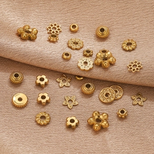 18K gold plated stainless steel spacer beads in flower and star shapes for DIY jewelry