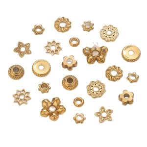 18K gold plated stainless steel spacer beads and flower caps for DIY jewelry making
