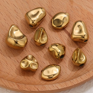 Golden 18K plated stainless steel irregular faceted spacer beads for DIY jewelry making