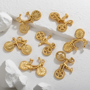 Vintage Stainless Steel Bicycle Pendants For DIY Jewelry Making Gold Silver Bicycle Charms For Necklace Keychain Bracelet