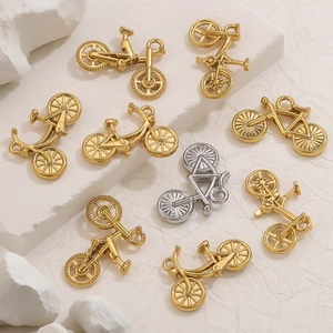 Retro stainless steel bicycle pendants in gold and silver finish for DIY jewelry