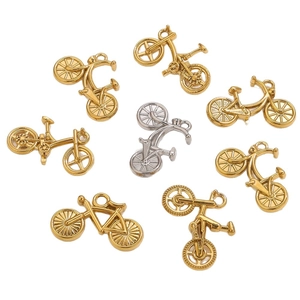 Vintage gold and silver stainless steel bicycle pendants for DIY jewelry and keychains
