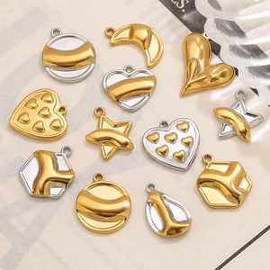 Mixed geometric gold and silver stainless steel pendants for DIY jewelry making